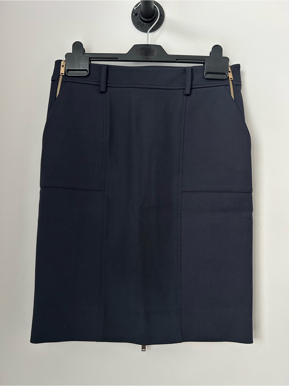 System Gold Zipper Pencil Skirt